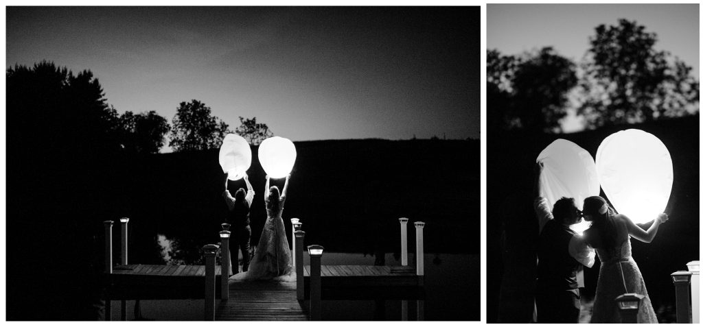 sky lantern wedding photos