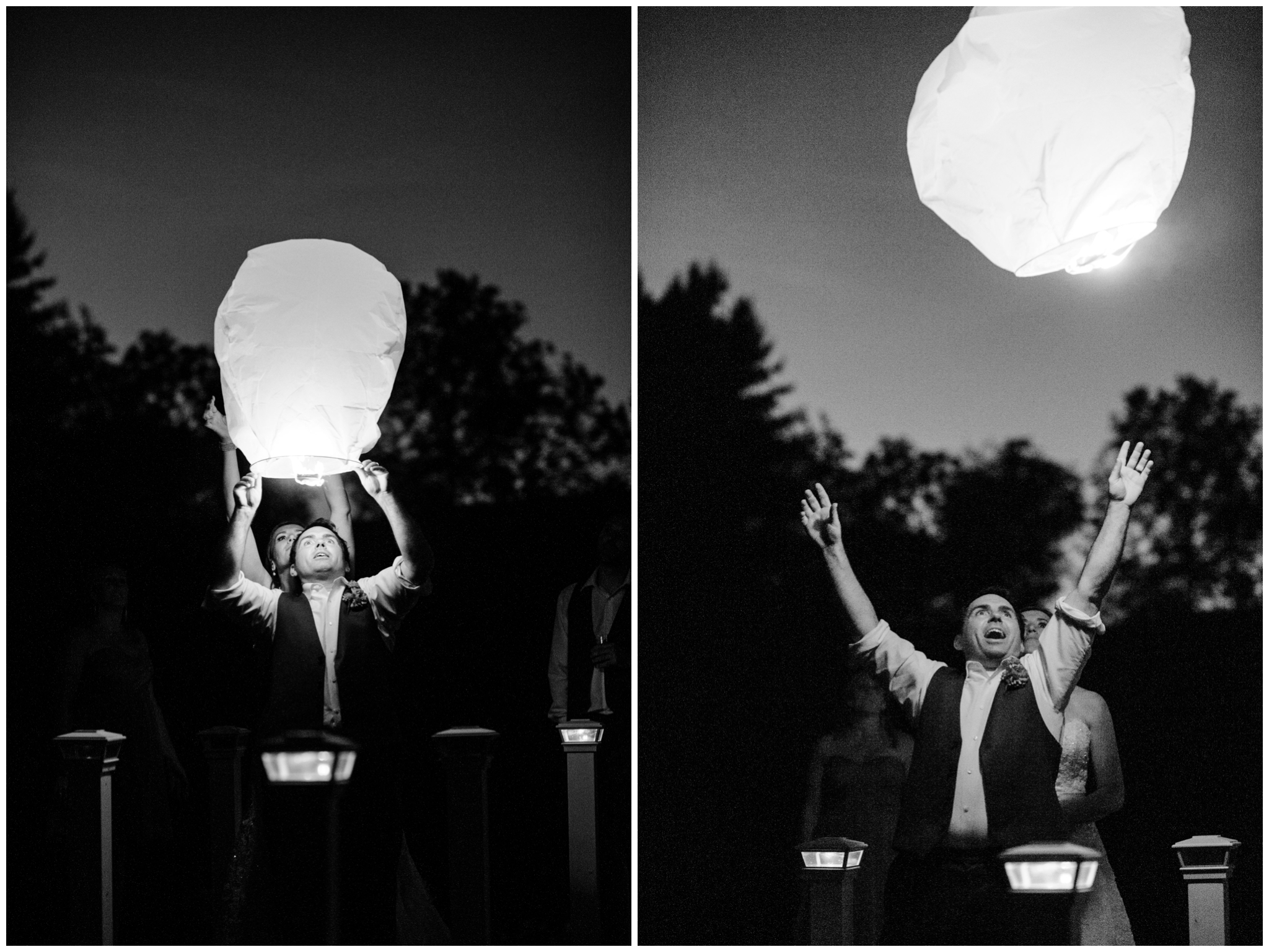 sky lantern release wedding photos
