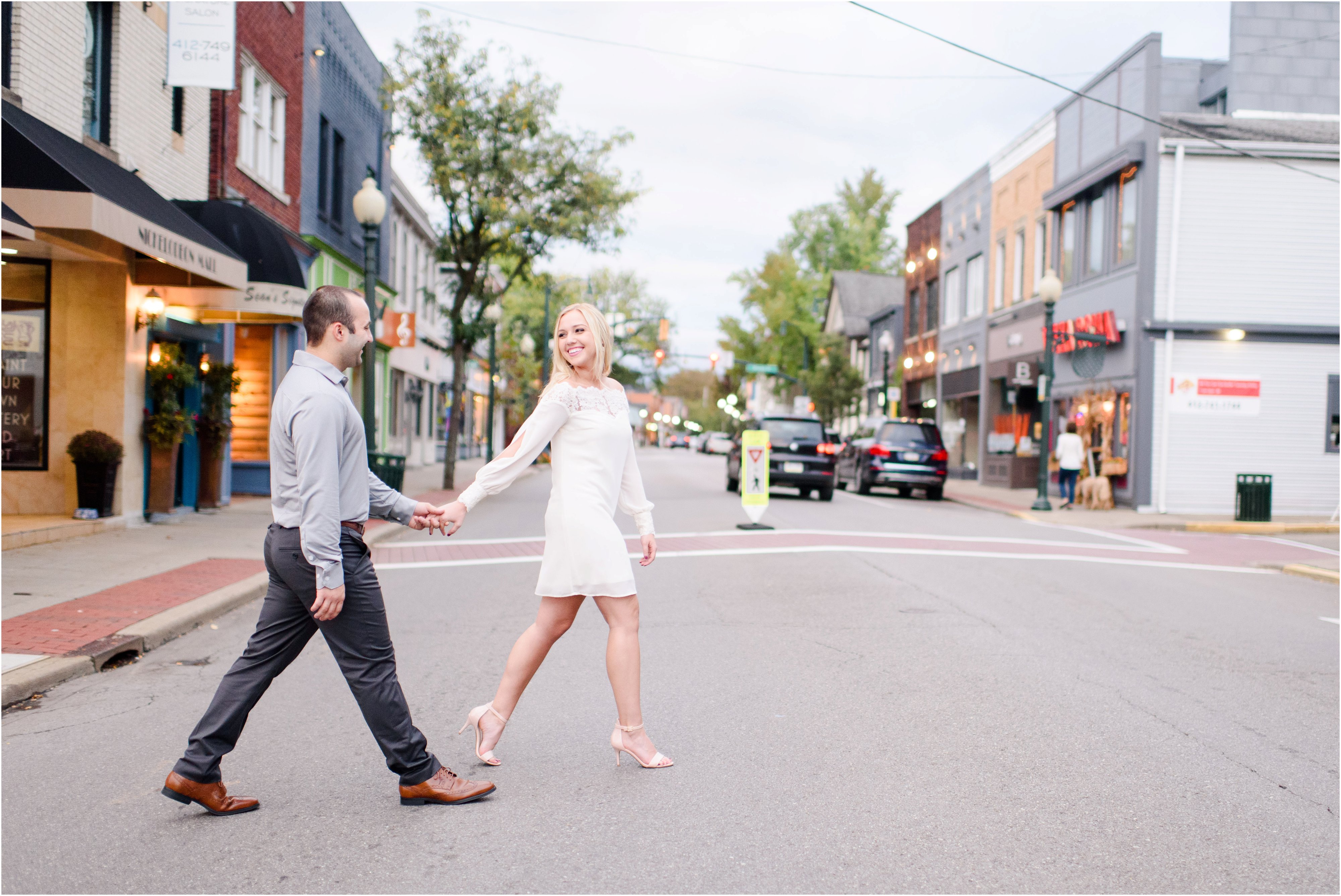 downtown sewickley pa engagement photos