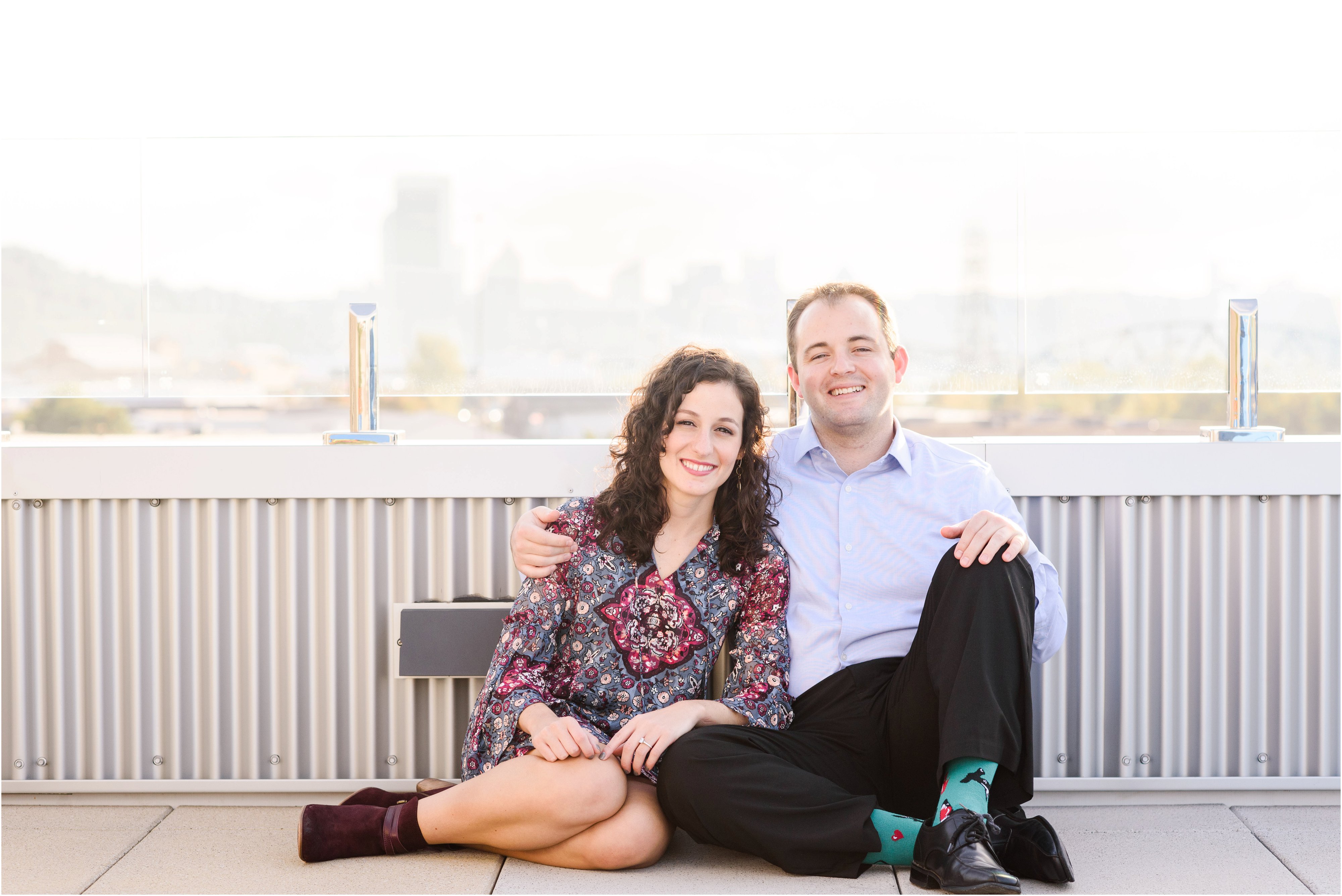rooftop pittsburgh engagement photos